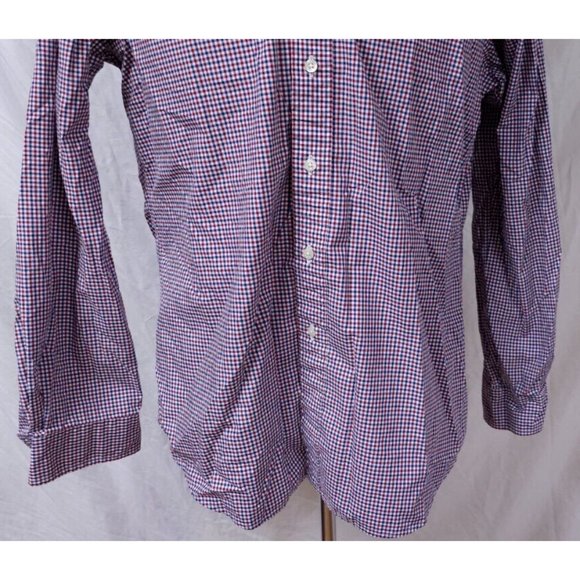 Ralph Lauren Mens Large Red Blue Stripe Check Long Sleeve Embroidered Logo Shirt - Picture 5 of 12